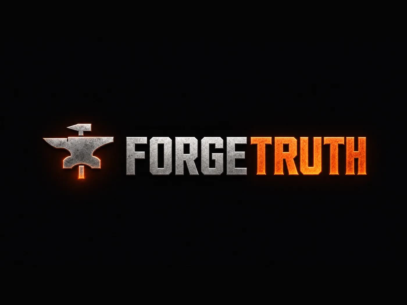 Forge Truth logo lockup in forged steel and ember