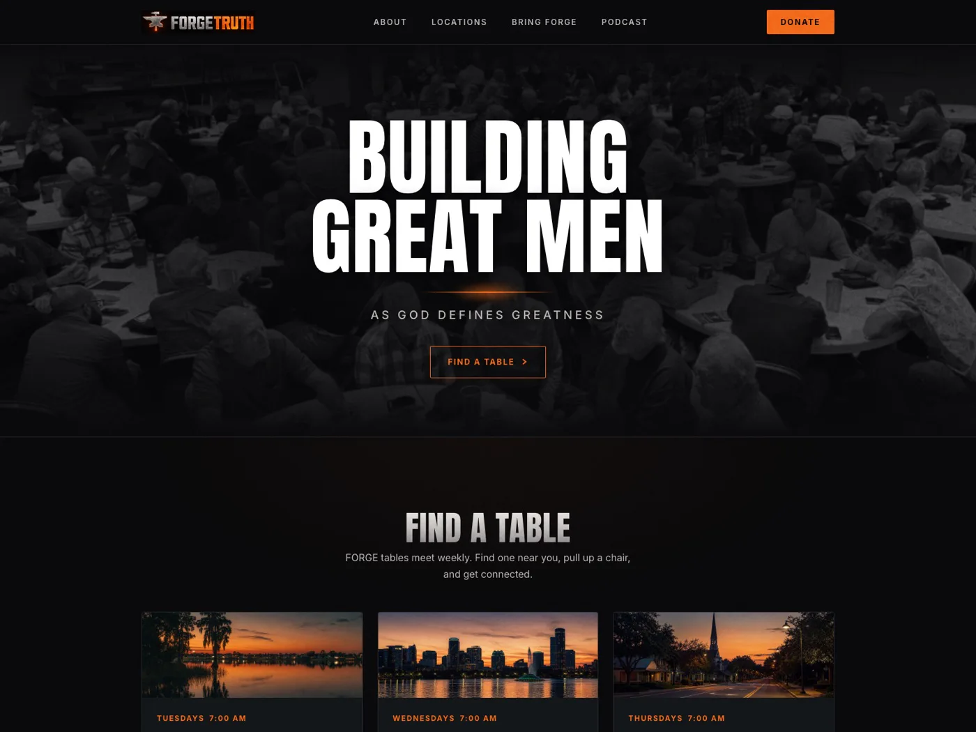 Forge Truth website concept homepage