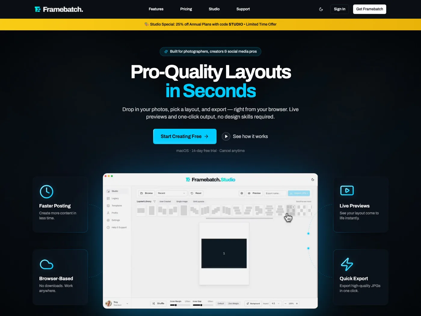 Framebatch homepage hero