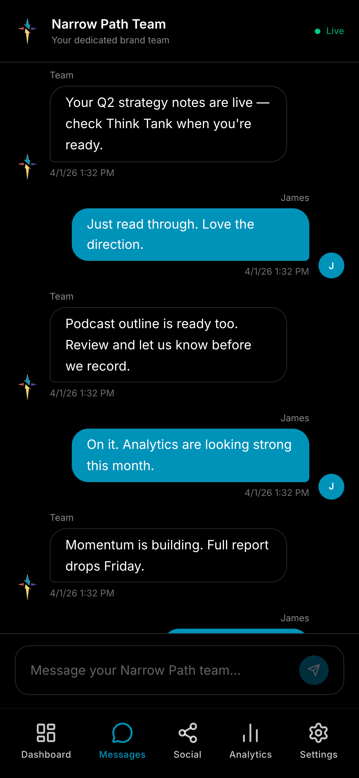 Portal messages